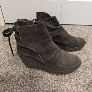 Fly London Suede Wedge Booties Size 41